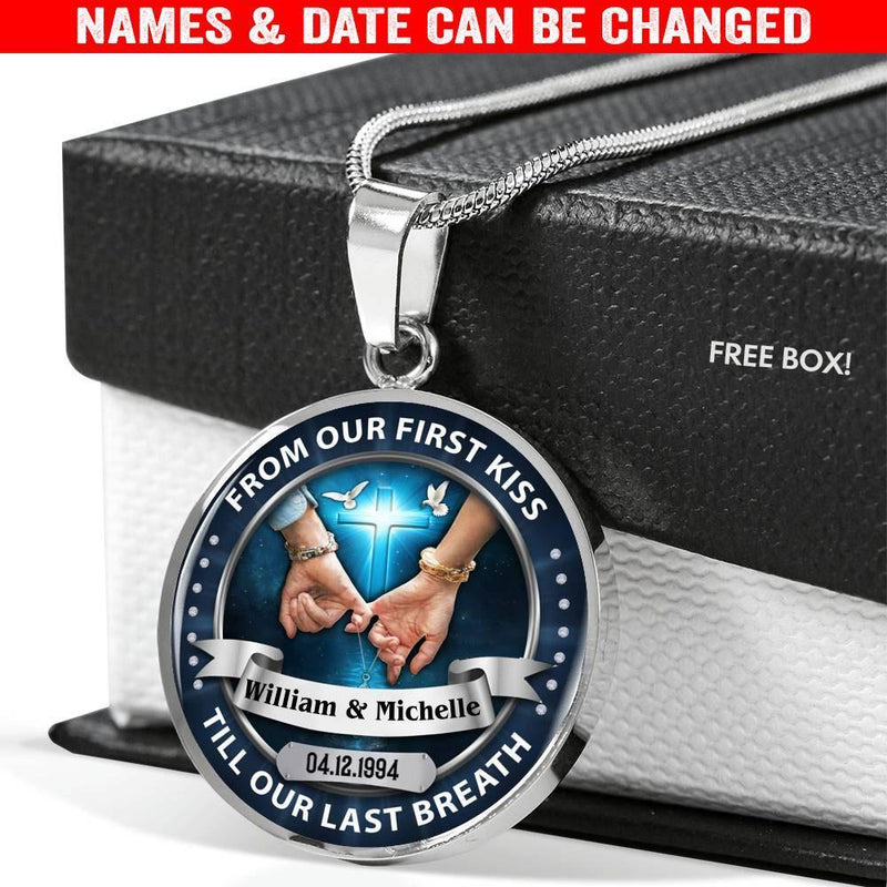 Personalized From Our First Kiss Custom Names & Date Necklace