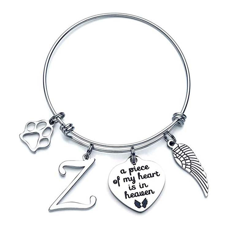 Memorial A Piece Of My Heart In Heaven Dog Paw Bracelet
