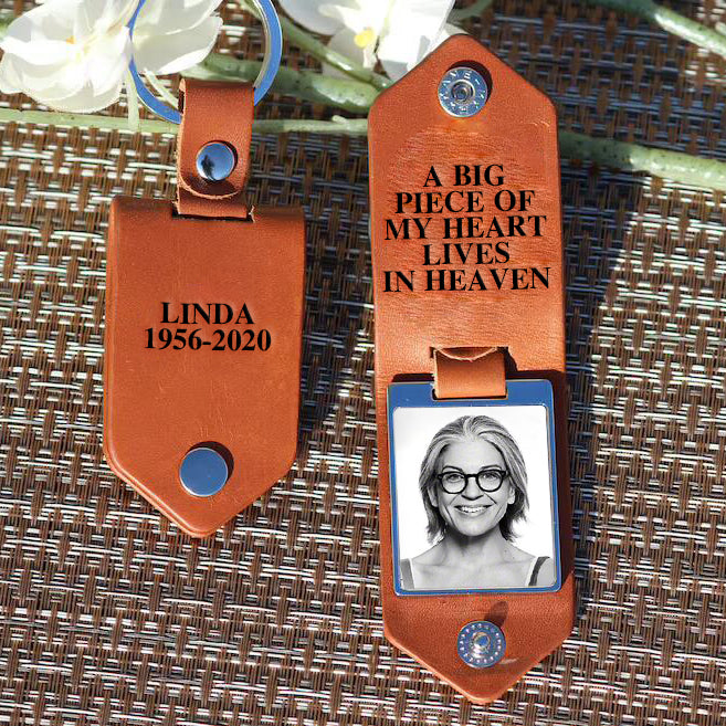 Memorial Leather Keychain with Picture