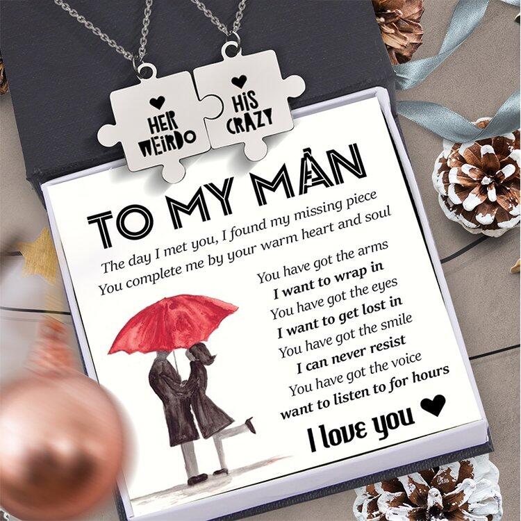 To My Man - His Crazy Her Weirdo Puzzle Piece Necklaces Couple Necklace
