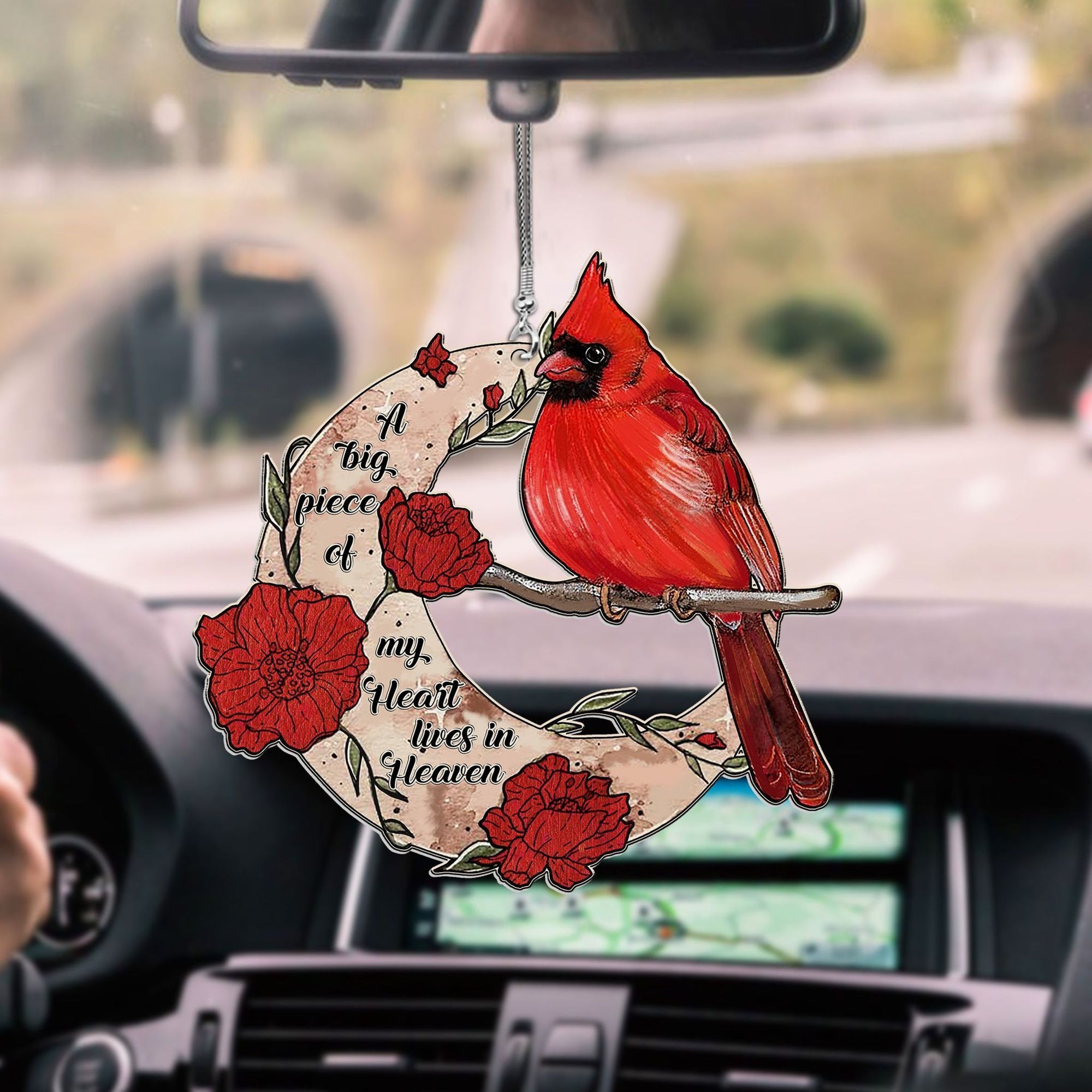 CARDINAL-A BIG PIECE OF MY HEART LIVES IN HEAVEN CAR HANGING ORNAMENT