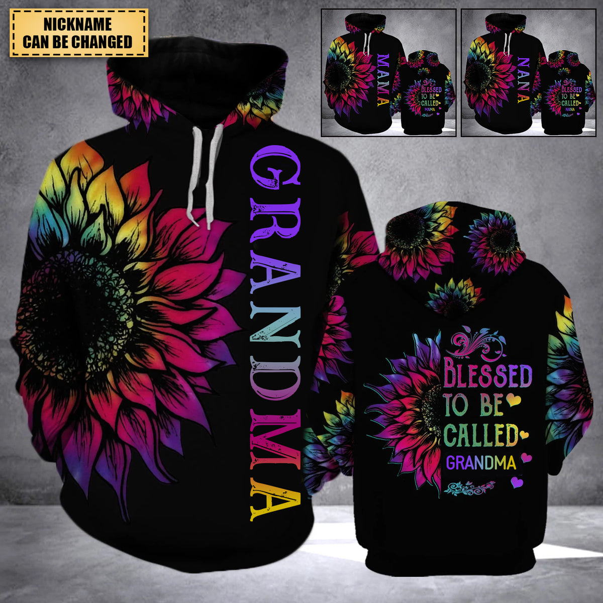 Blessed To Be Called Grandma Personalized Hoodie 3D PRINTED