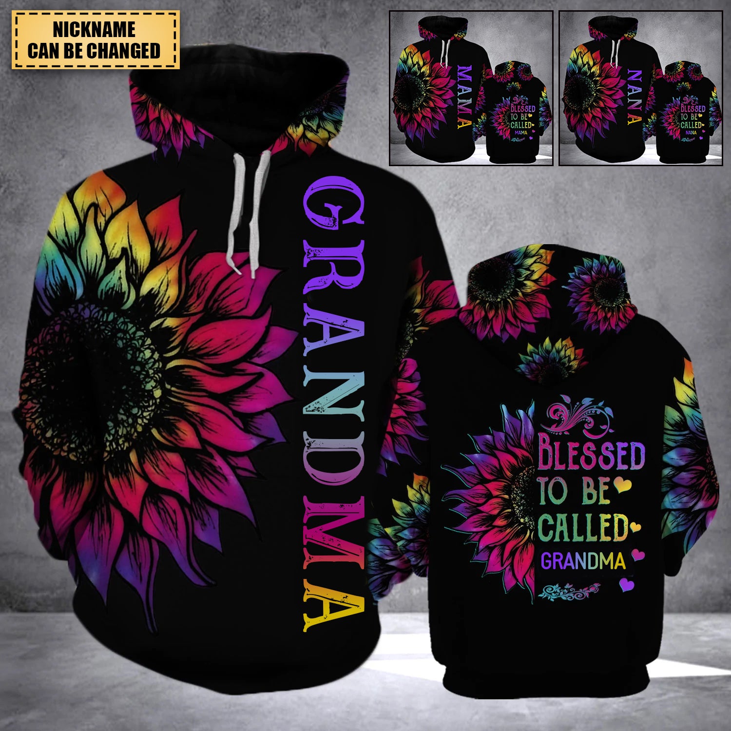 Blessed To Be Called Grandma Personalized Hoodie 3D PRINTED