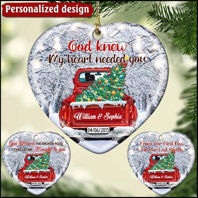 Christmas Couple Truck God knew my heart Personalized Ornament