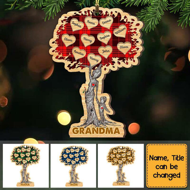 Grandma Tree Buffalo Plaid Ornament Christmas Ornament