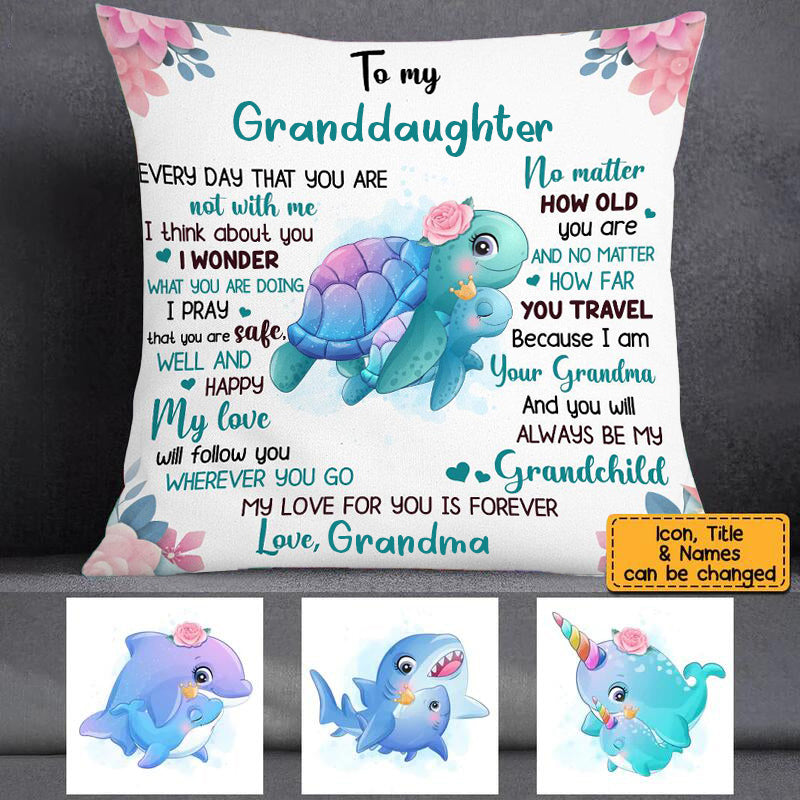 Mom Grandma Daughter Granddaughter Turtle Pillow Personalized Pillowcase