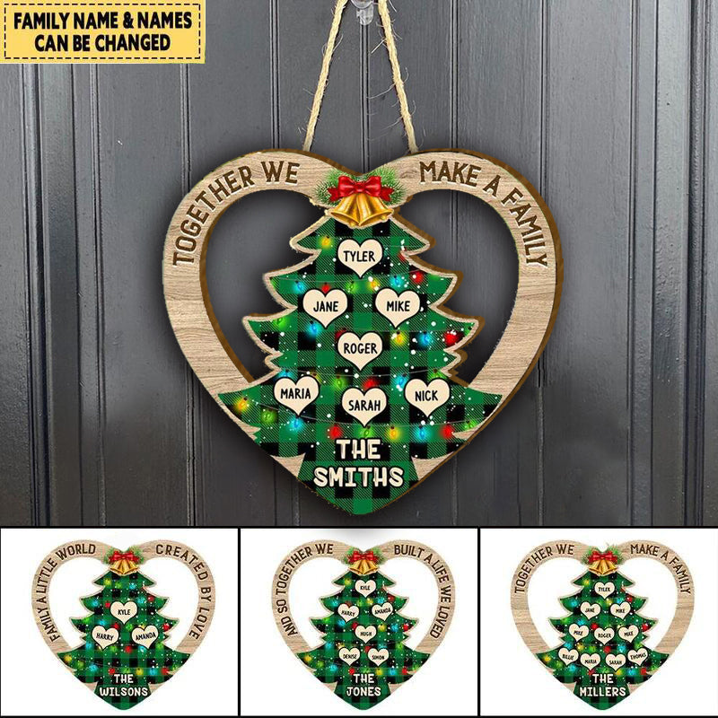 Christmas Family Tree, Together we make a family Personalized Wooden Sign