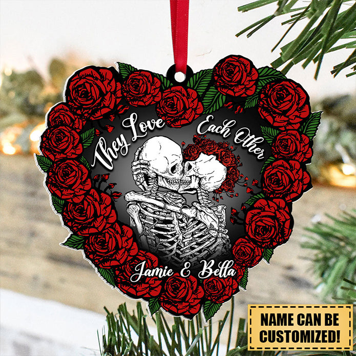 Skull Couple They Love Each Other Personalized Ornament