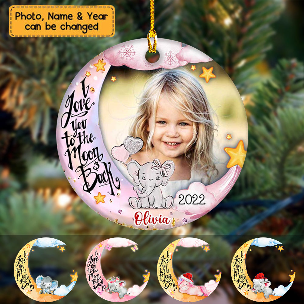 I Love You To The Moon&Back - Personalized Photo Ceramic Ornament