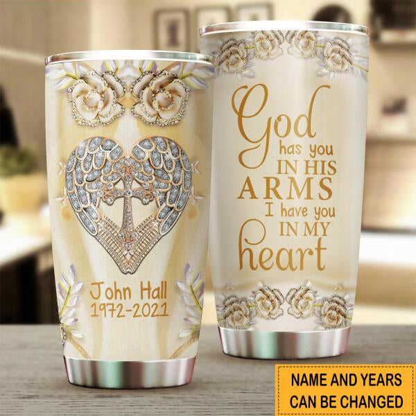 God Has You In His Arms Personalized Tumbler