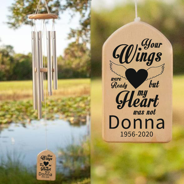 Personalized Memory Heart Wings Wind Chime