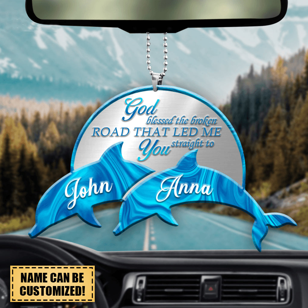 Personalized Dolphin On Sunset God Blessed Ornament
