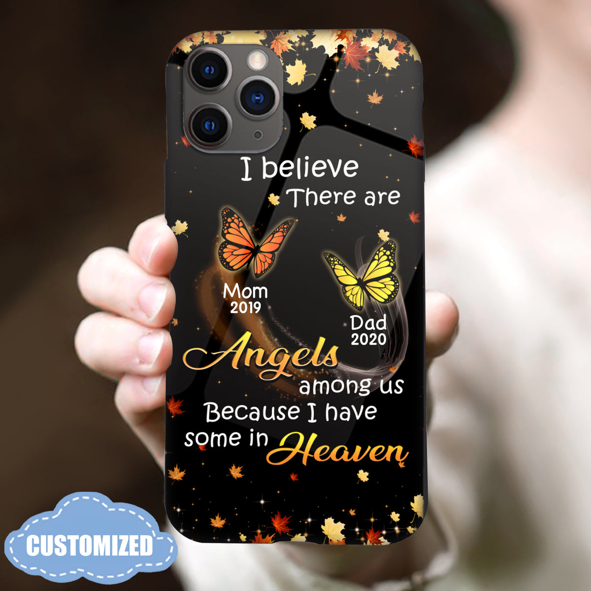 I Believe There Are Angels Among Us Personalized Glass Phone Case
