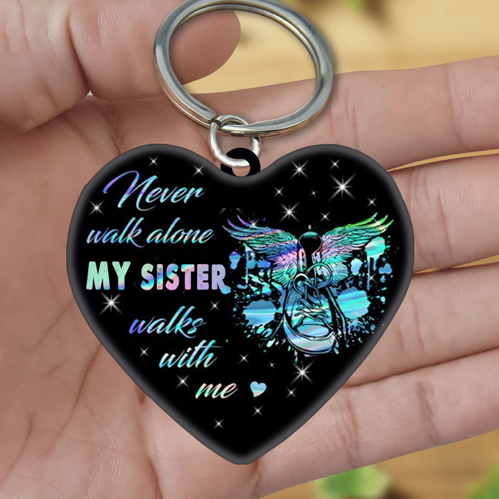 Never Walk Alone Memorial Keychain