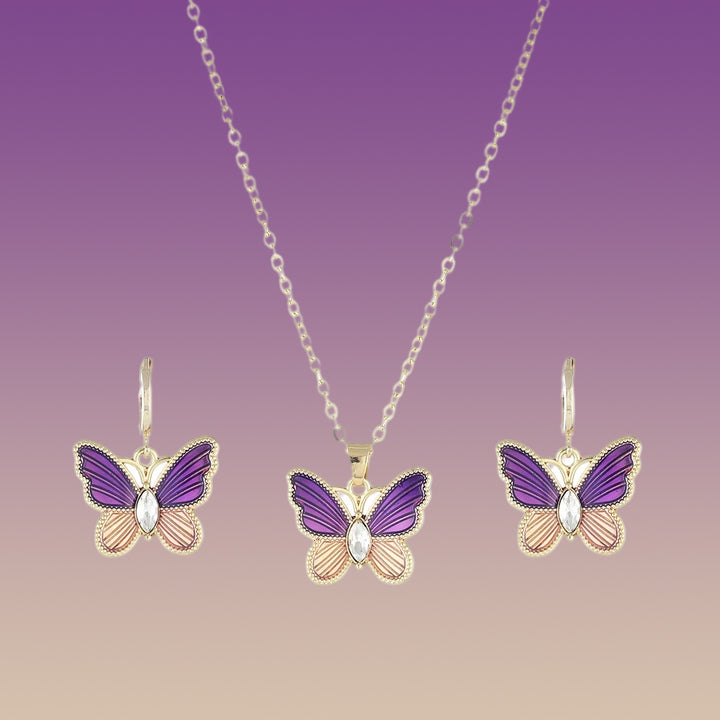 Butterfly Necklace Earrings  Jewelry Set