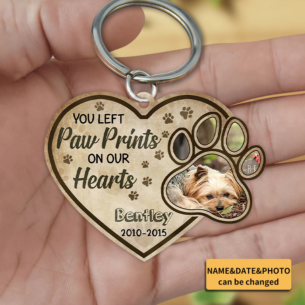 You Left Paw Prints On Our Heart Personalized Keychain