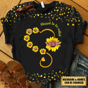 Personalized Blessed To Be Called Grandma Mom Sunflower Tshirt