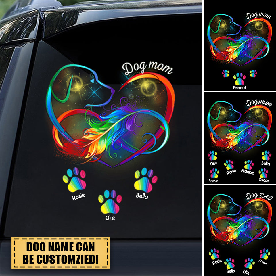 Dog Mom Heart Infinity Love With Rainbow Personalized Sticker