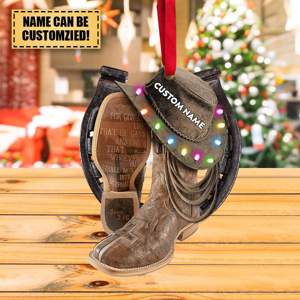 Cowboy For God - Personalized Christmas Ornament