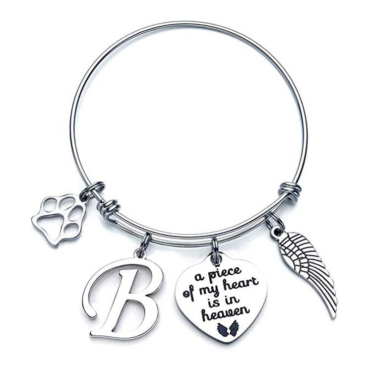 Memorial A Piece Of My Heart In Heaven Dog Paw Bracelet