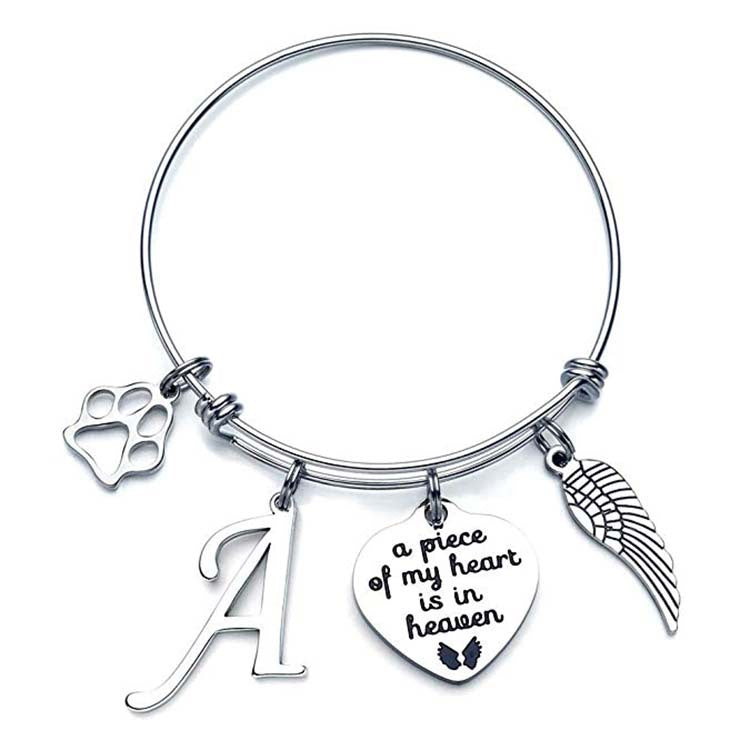 Memorial A Piece Of My Heart In Heaven Dog Paw Bracelet
