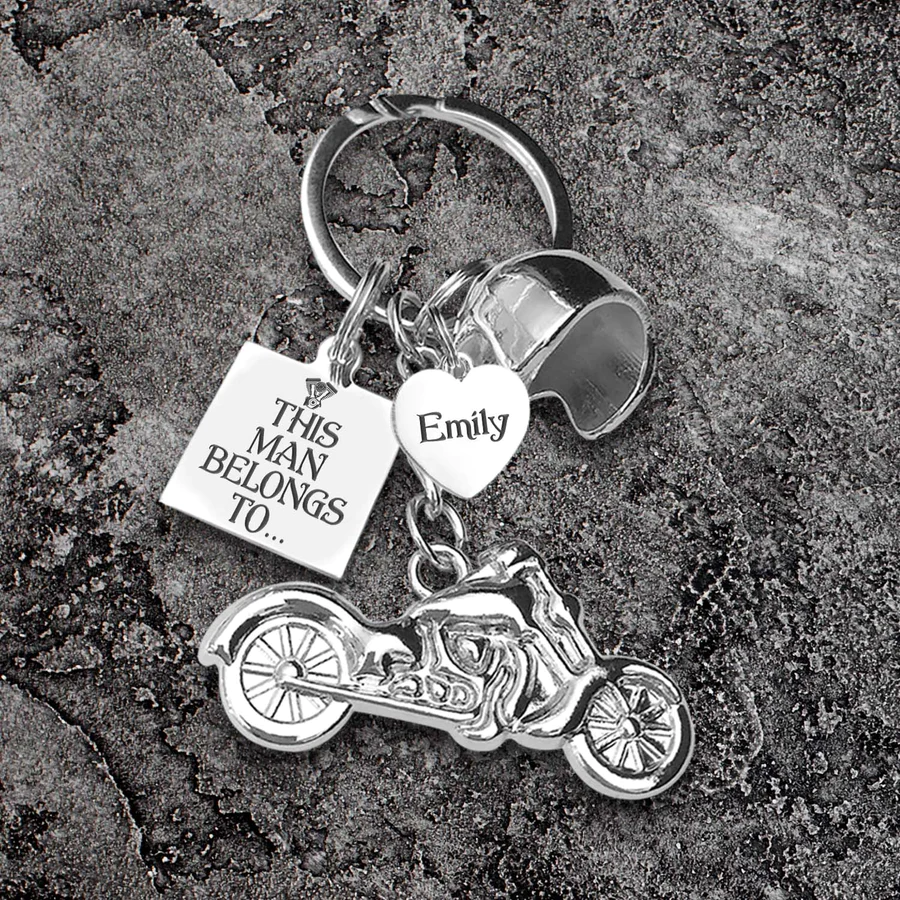 Personalized Classic Bike Keychain - Biker - To My Man - I Love You