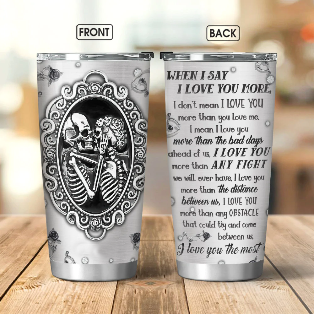 Metal Style Skull Couple Love You Tumbler