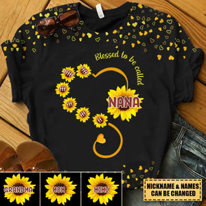 Personalized Blessed To Be Called Grandma Mom Sunflower Tshirt