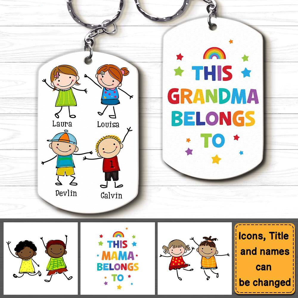 Gift for Grandma Belongs To Aluminum Personalized Keychain