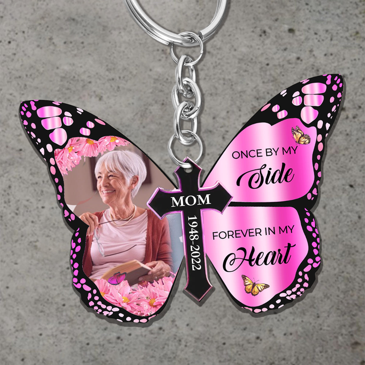 Forever in My Heart Personalized Butterfly Keychain
