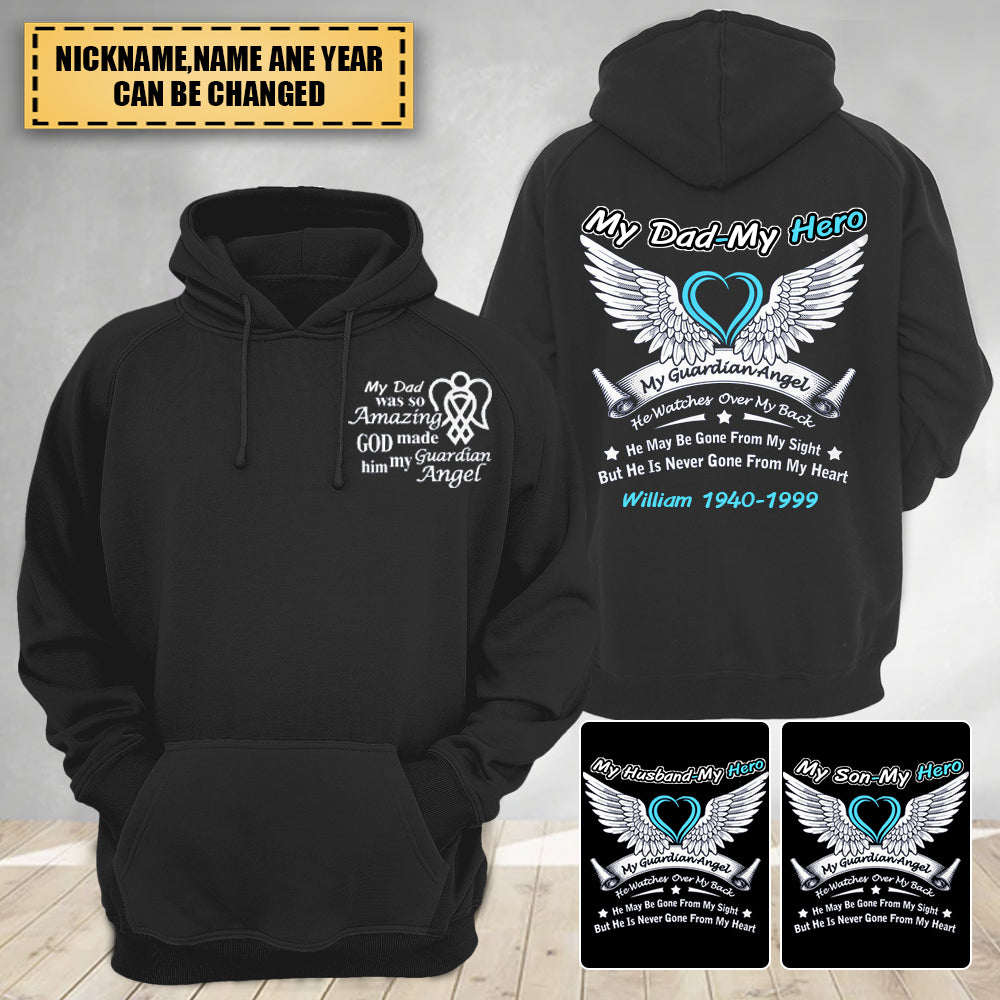 My Dad - My Hero - My Guardian Angel Personalized Hoodie