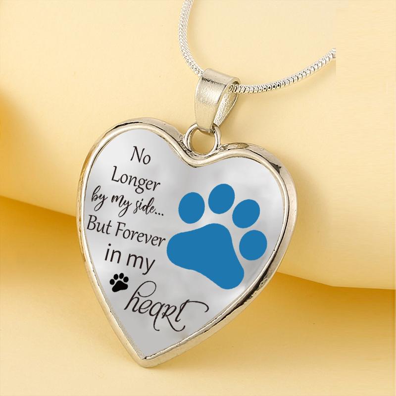Dog Memorial Necklace No Longer by My Side But Forever in My Heart