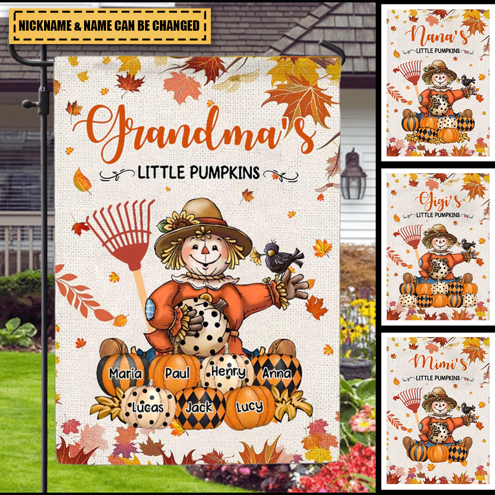 Autumn Scarecrow Grandma/Mama Flag - Personalized Flag Grandma's Little Pumpkins