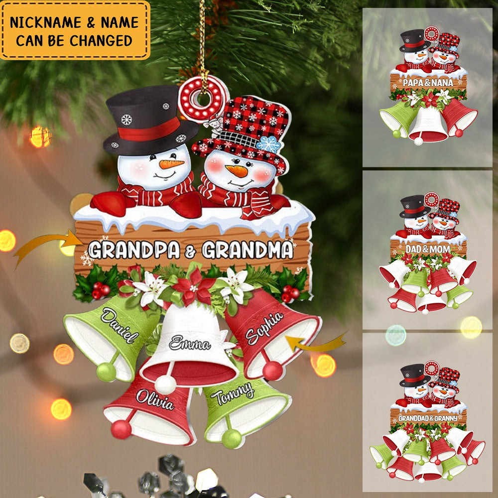 Personalized Snowman Grandpa & Grandma Family Christmas Gift Xmas Acrylic Ornament