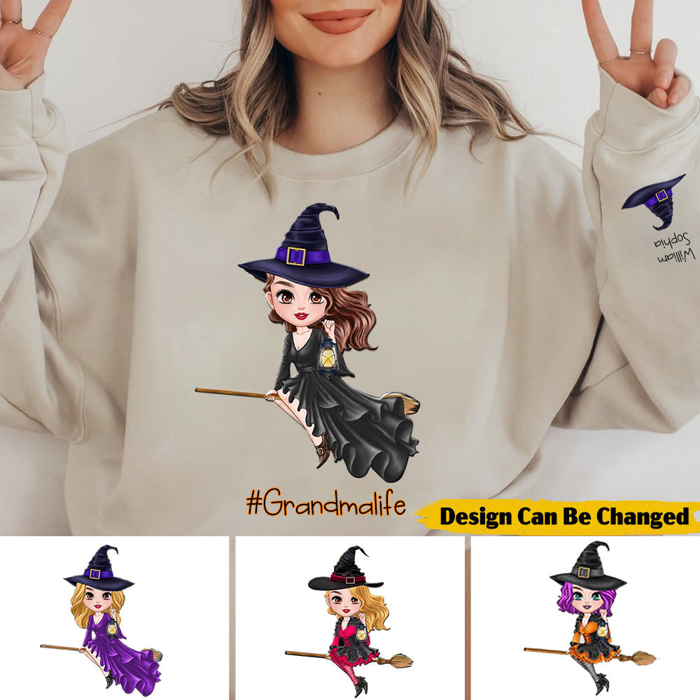 Witch Riding Broom Car Sweatshirt Best Personalized Halloween Gift