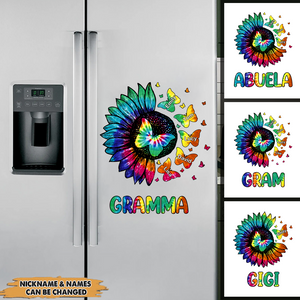 Tie Dye Sunflower Grandma Butterfly Kids- Personalized Sticker