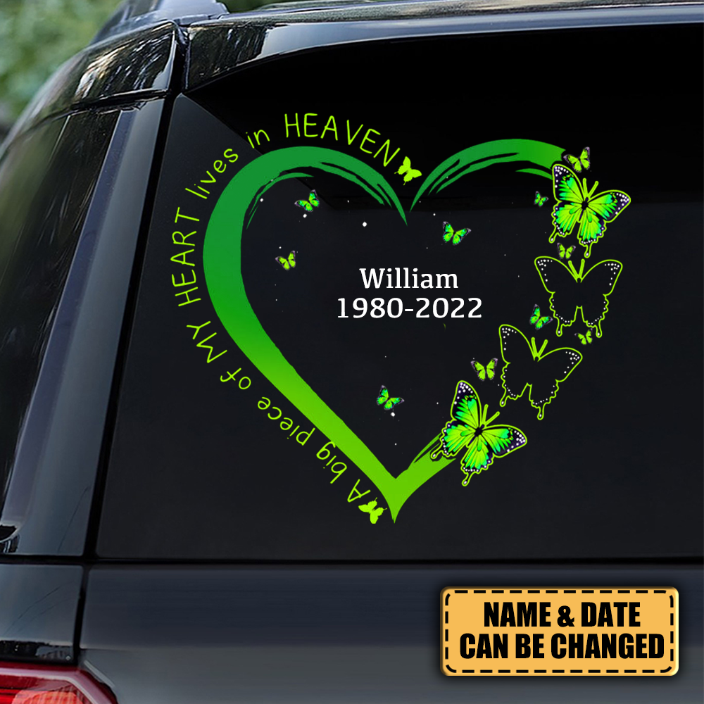 A Big Piece Of My Heart Green Personalized Car Sticker