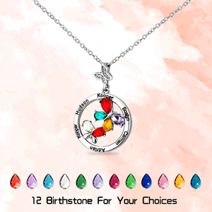 Butterfly 12 Birthstone Personalized Necklace