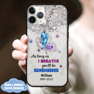 As Long As I Breathe Butterfly Personalized Glass Phone Case