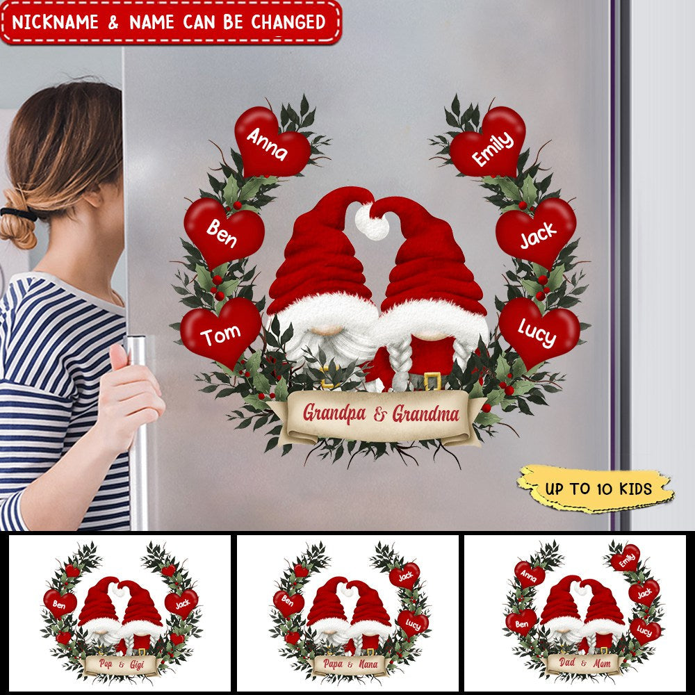 Papa & Nana With Heart Kids Christmas Personalized  Decal Sticker