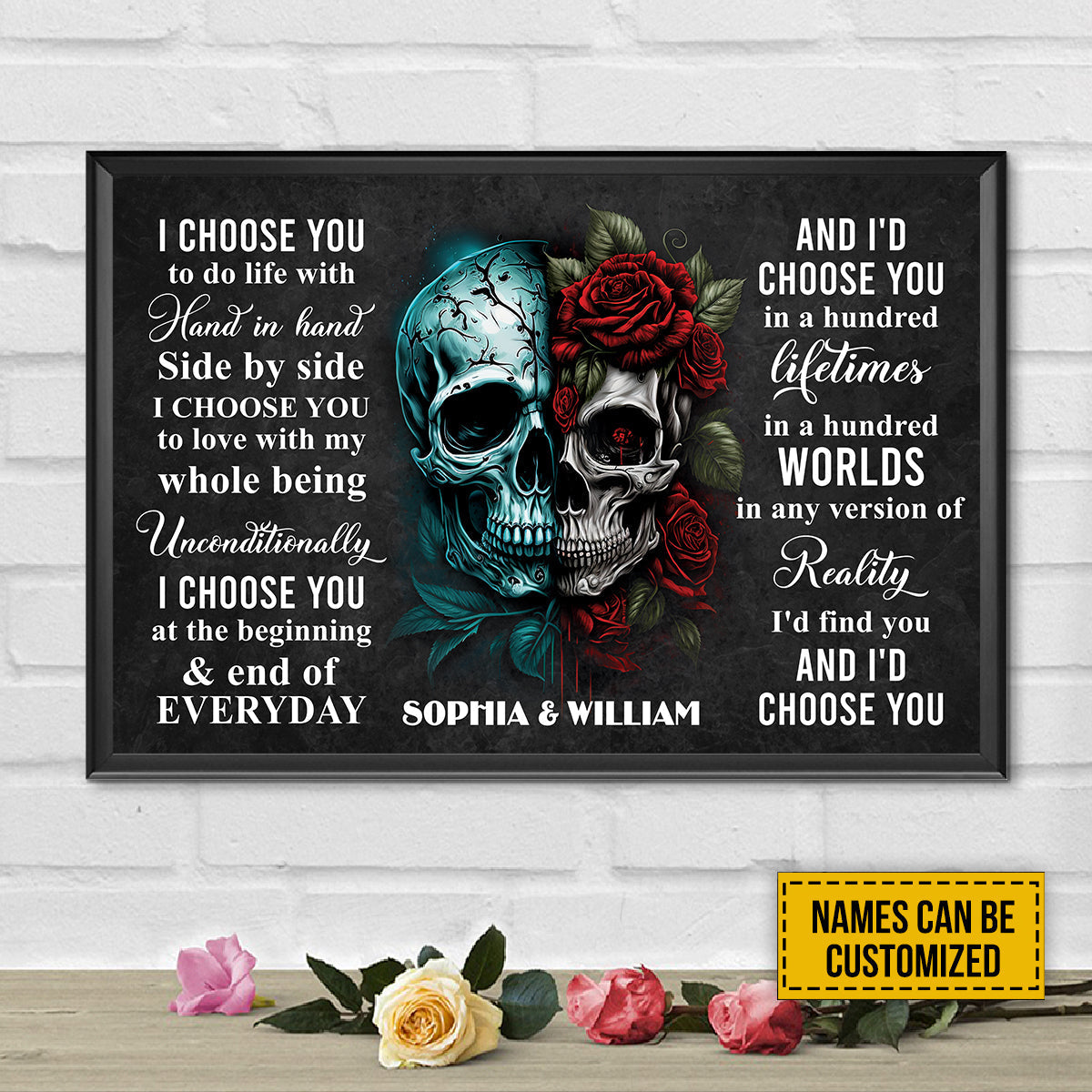 I Choose You Skull Couple Lovers Personalized Canvas