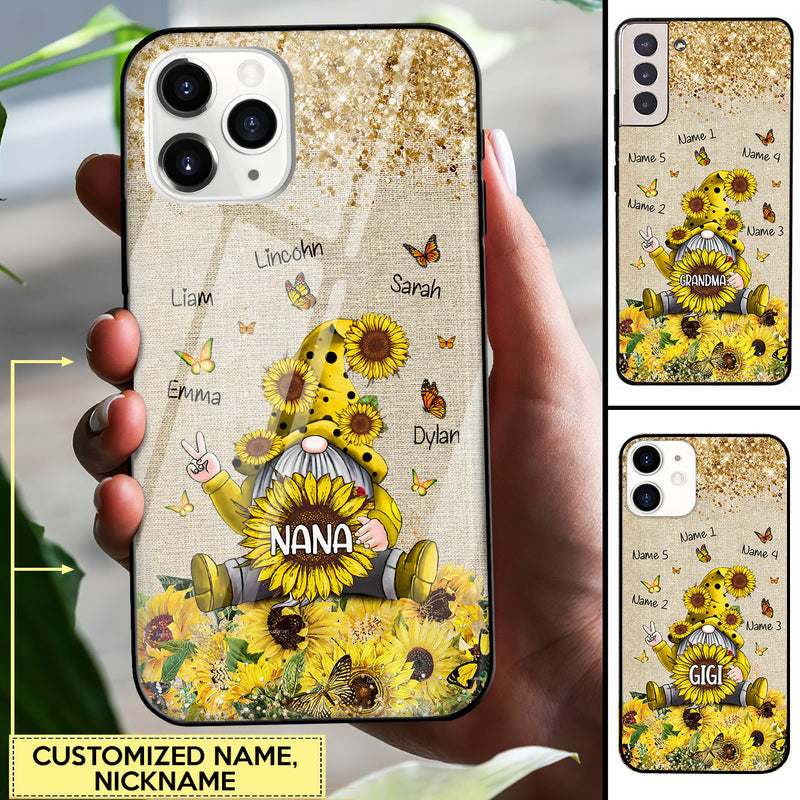 Grandma Sunflower Butterfly Glass Personalized Phone Case