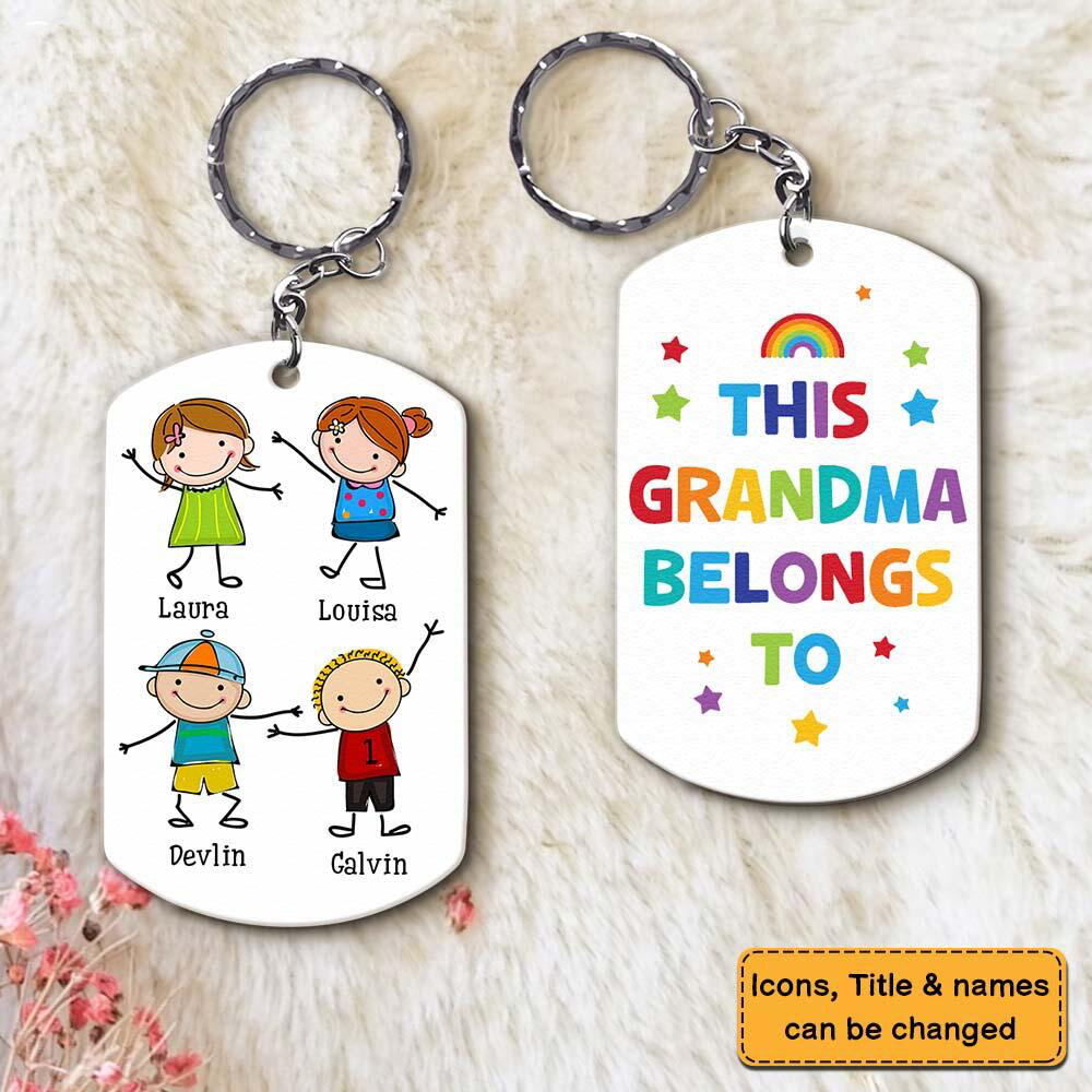 Gift for Grandma Belongs To Aluminum Personalized Keychain