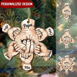 Grandpa, Papa, Daddy Hands Print Christmas Gift Personalized Ornament