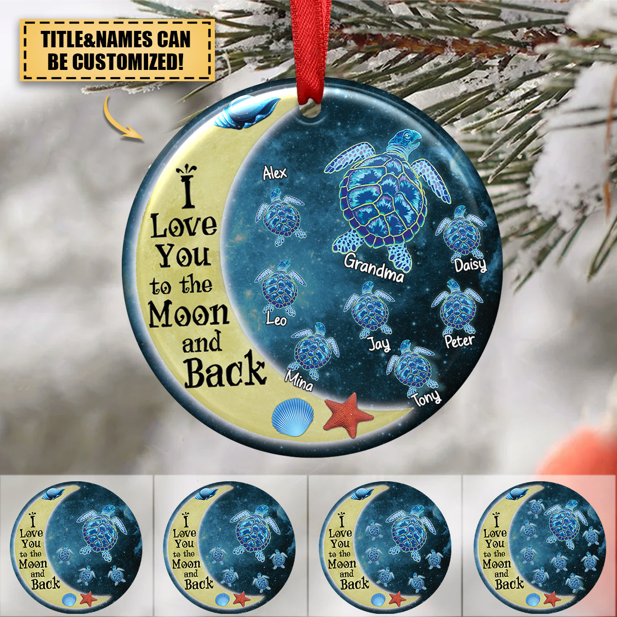 I Love You To The Moon And Back - Personalized Circle Ornament