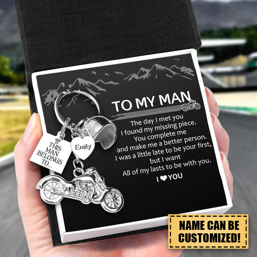 Personalized Classic Bike Keychain - Biker - To My Man - I Love You