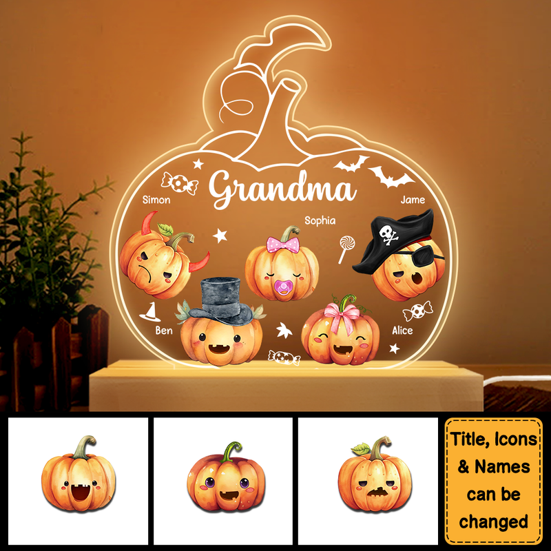 Gift For Grandma Pumpkin Shape Plaque LED Lamp Night Light