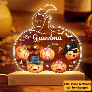 Gift For Grandma Pumpkin Shape Plaque LED Lamp Night Light