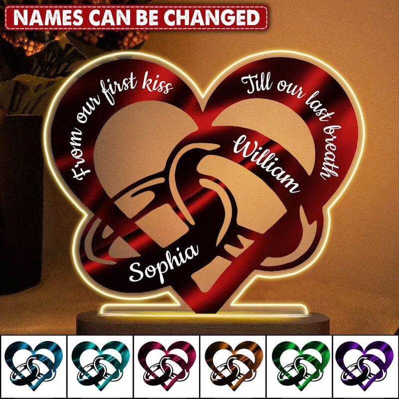 From Our First Kiss Till Our Last Breath Personalized  Plaque LED Lamp
