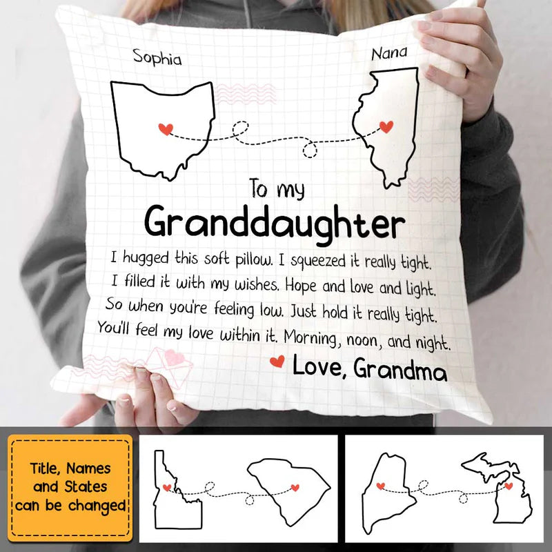Granddaughter Long Distance Hug This Drawing Personalized Pillowcase